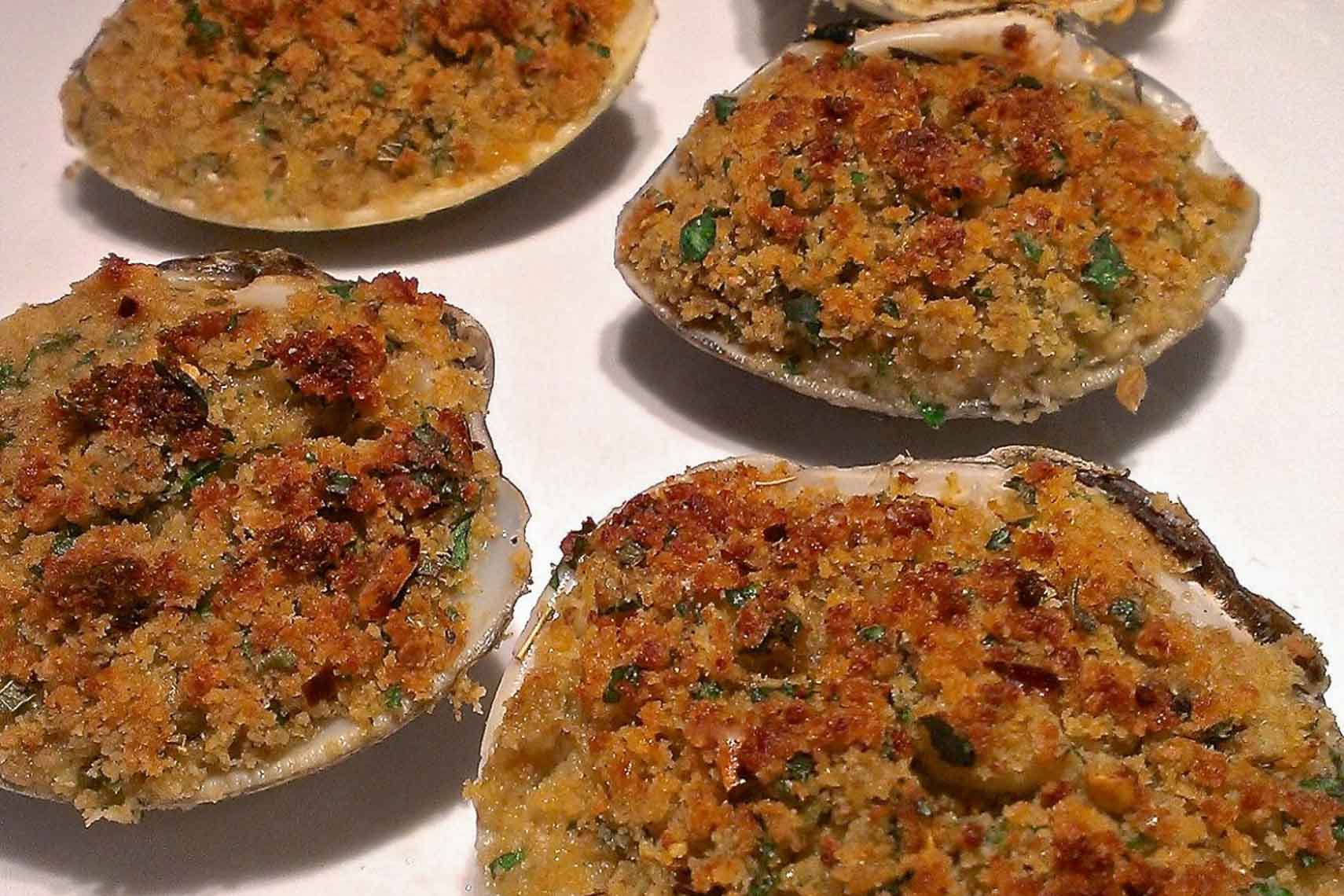 Clams Oreganata - Stuffed With Garlicky Breadcrumbs - Sip and Feast