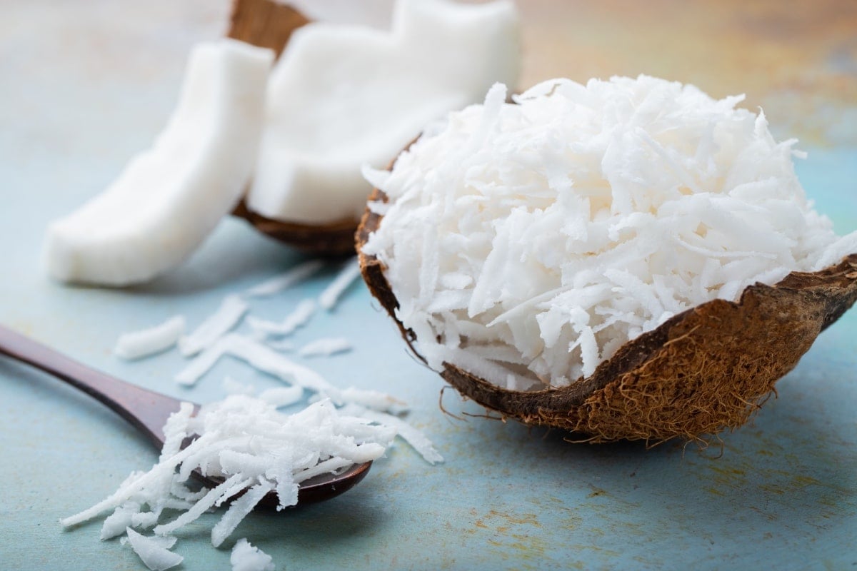 Shredded dried coconut. 