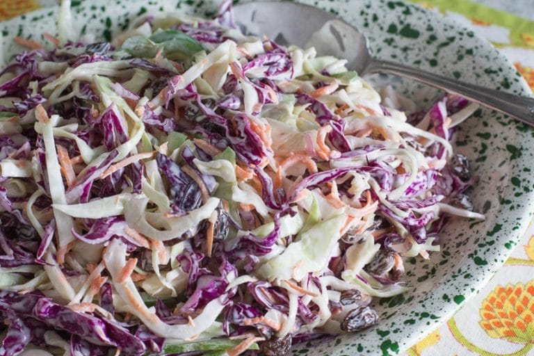 Low FODMAP Creamy Coleslaw with Raisins FODMAP Everyday