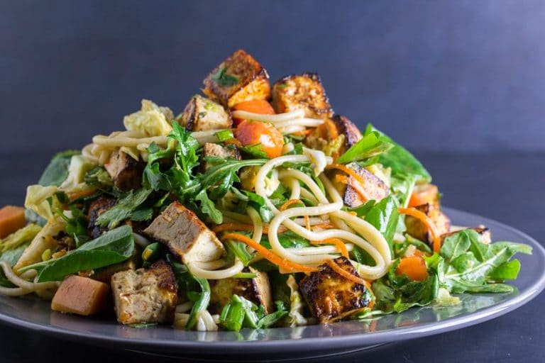 Low Fodmap Asian Tofu Noodle Papaya Salad Fodmap Everyday