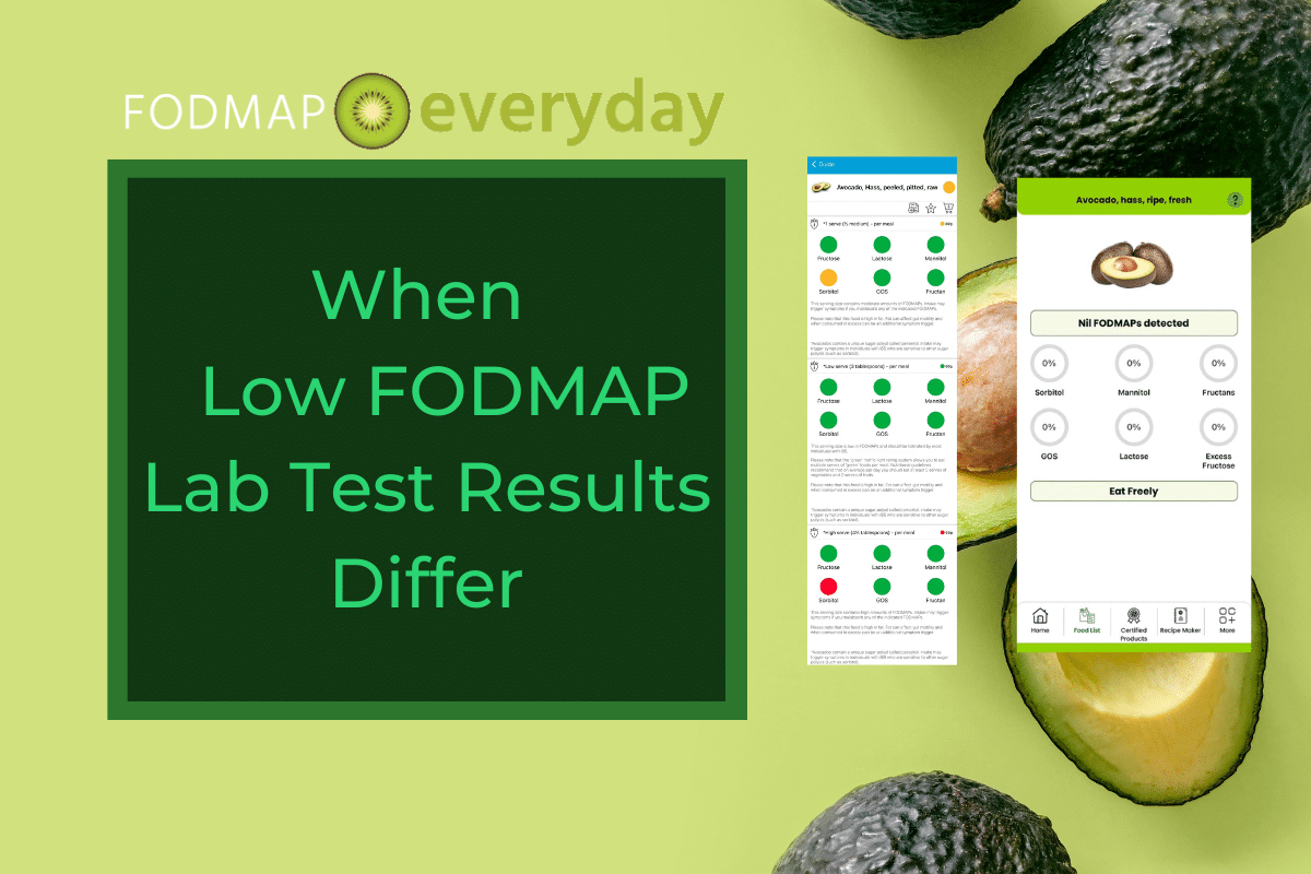 When Monash University And FODMAP Friendly Low FODMAP Lab Test Results Differ.