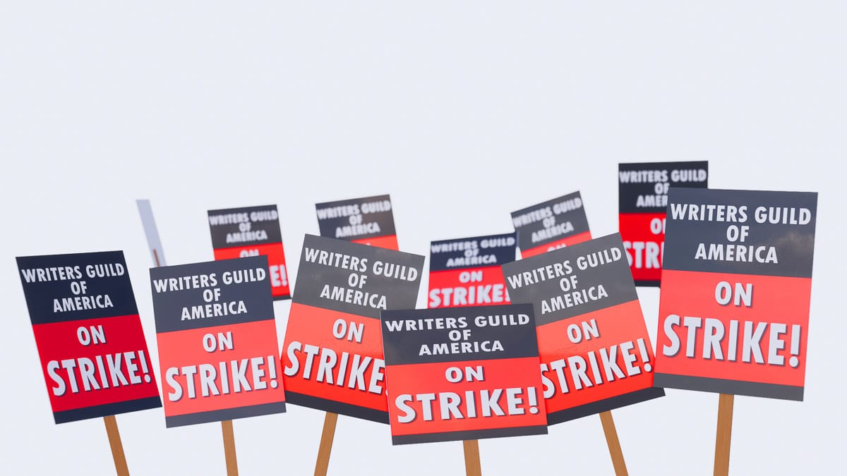WGA strike signs.