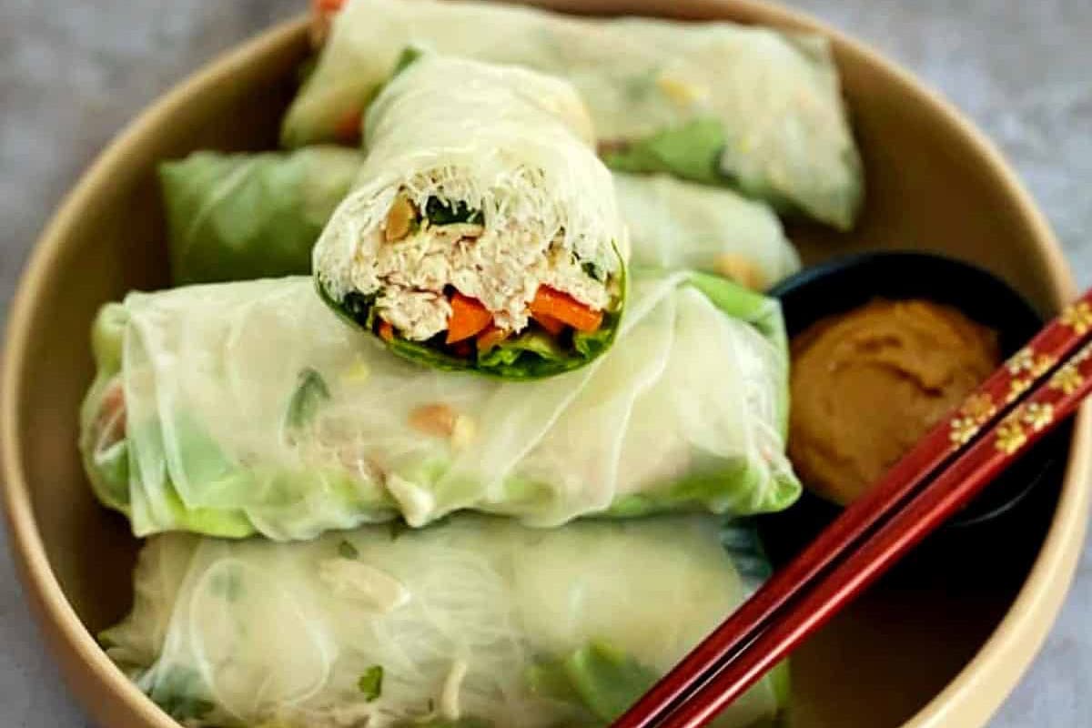 Rice Paper Rolls with Peanut Dipping Sauce - Monash Fodmap