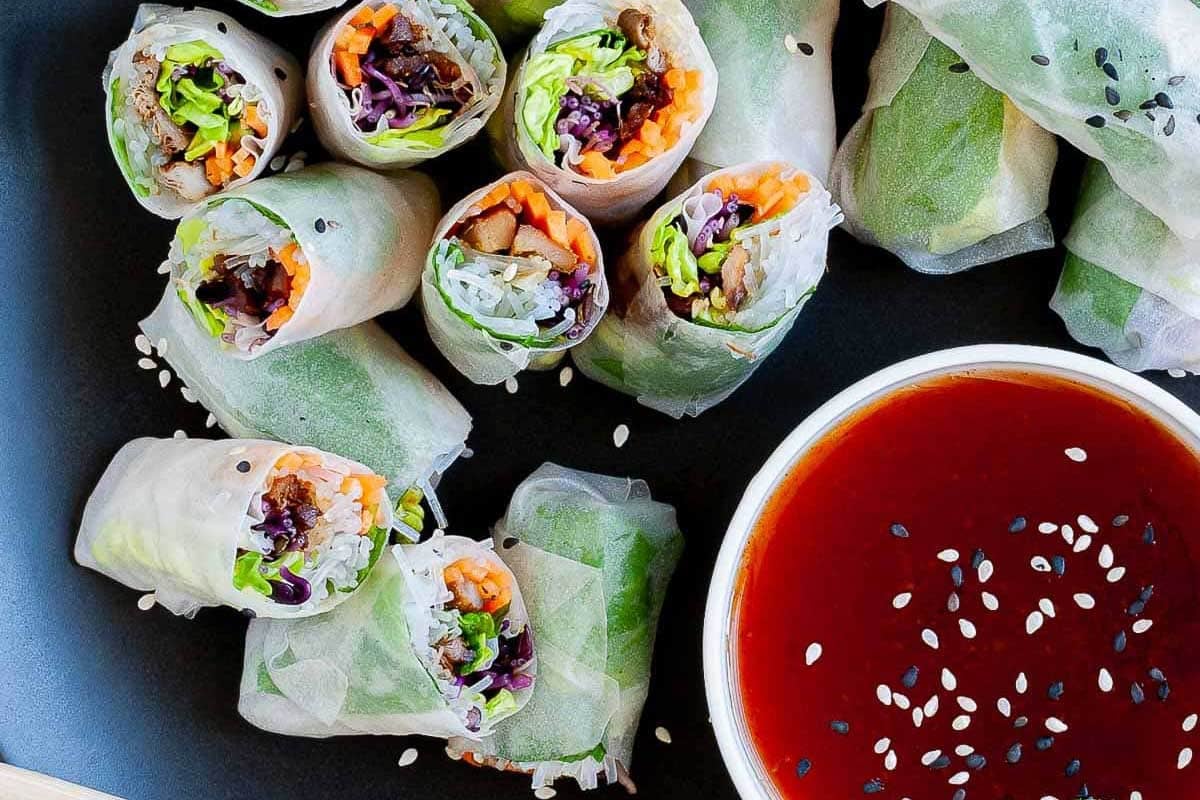 Rice Paper Rolls with Peanut Dipping Sauce - Monash Fodmap