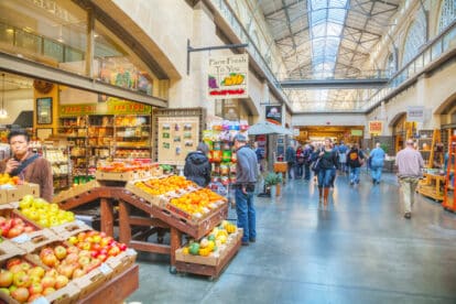 SAN FRANCISCO - APRIL 24,2014: Farmers market hall inside the Ferry building on April 24, 2014 in San Francisco, California. — Photo by AndreyKr