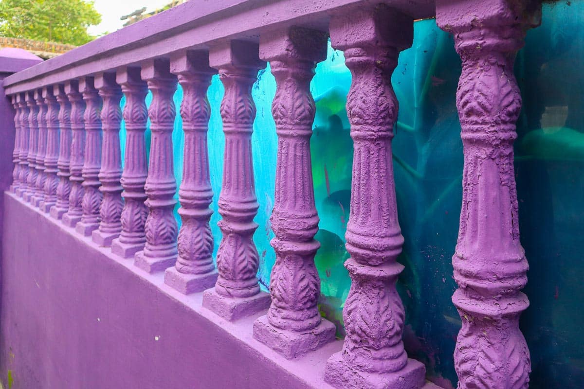 Decorative purple fence.