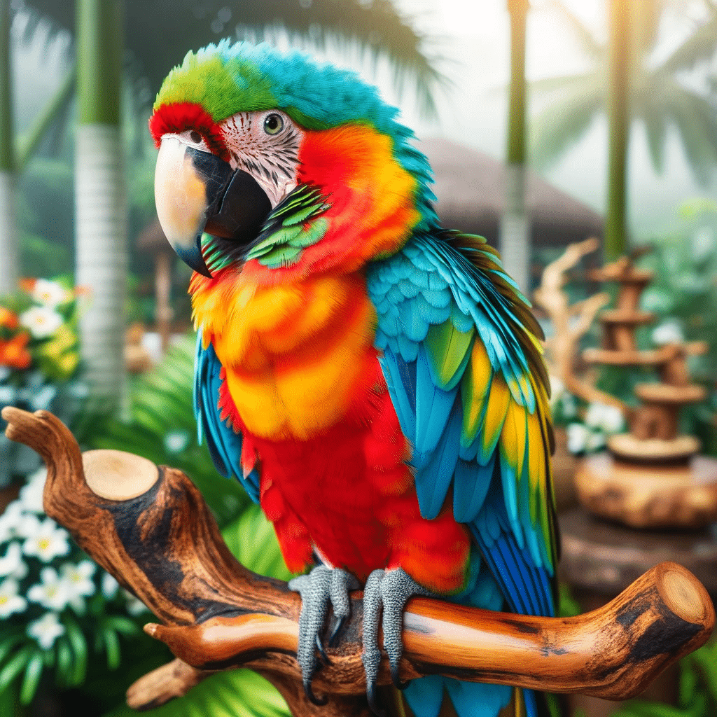 vibrant exotic parrot with colorful feathers