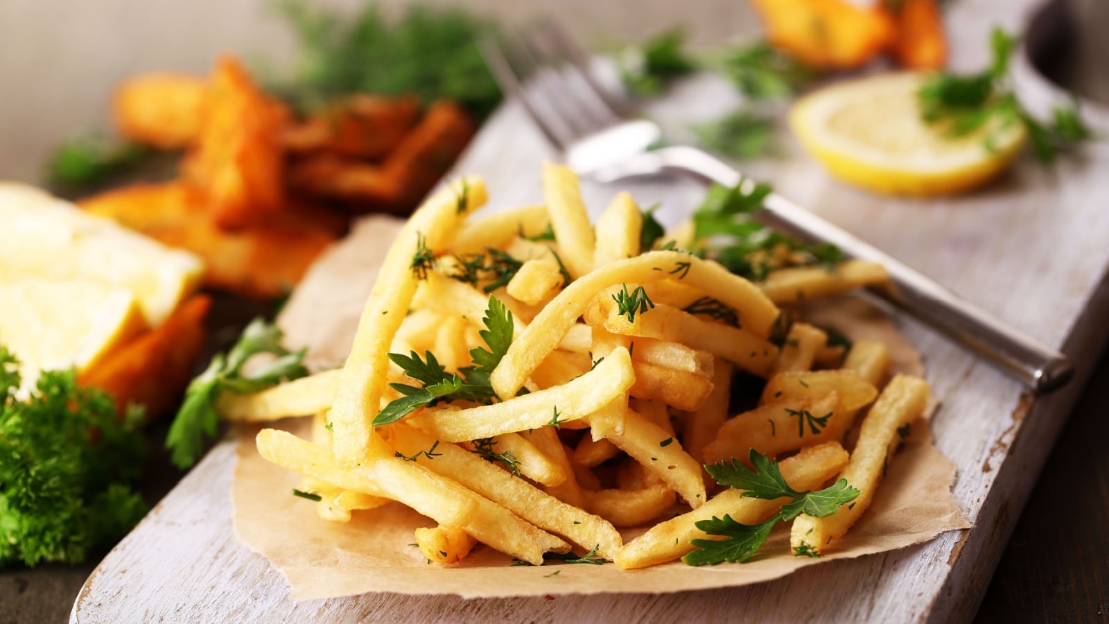 Fries with parsley. 