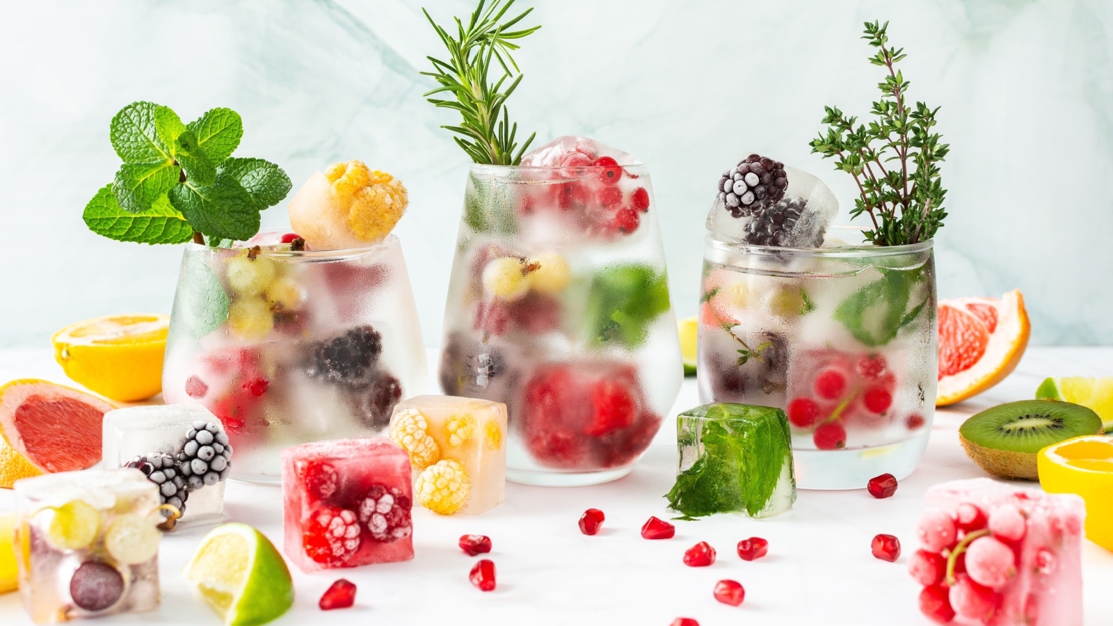 Fruit iced cubes. 