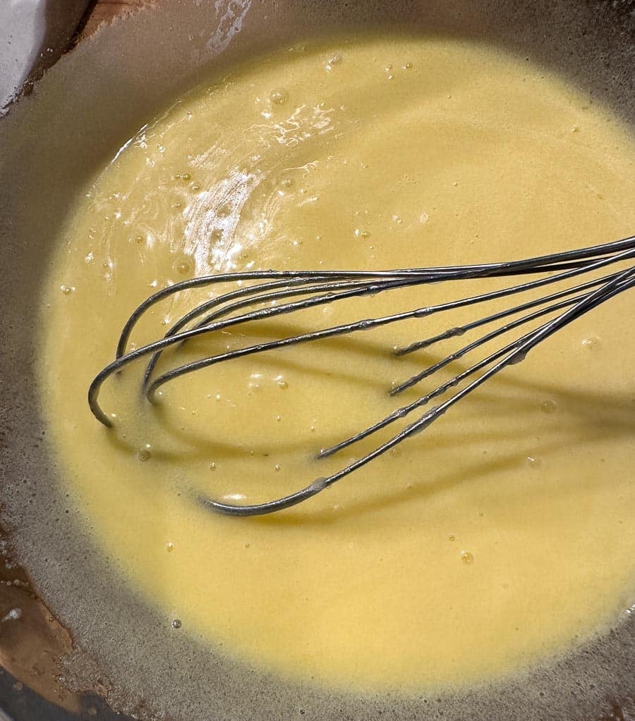 sugar and eggs whisked until creamy.