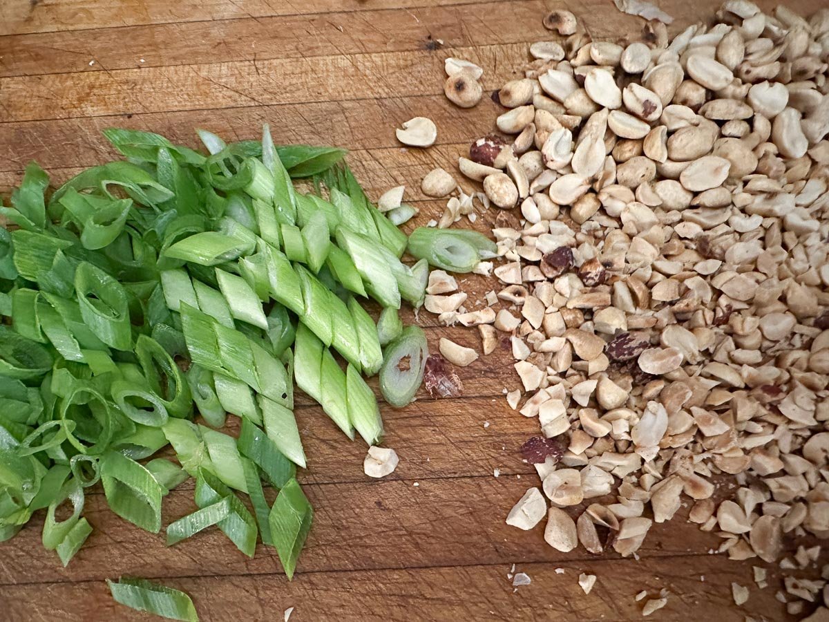 scallions and peanuts.