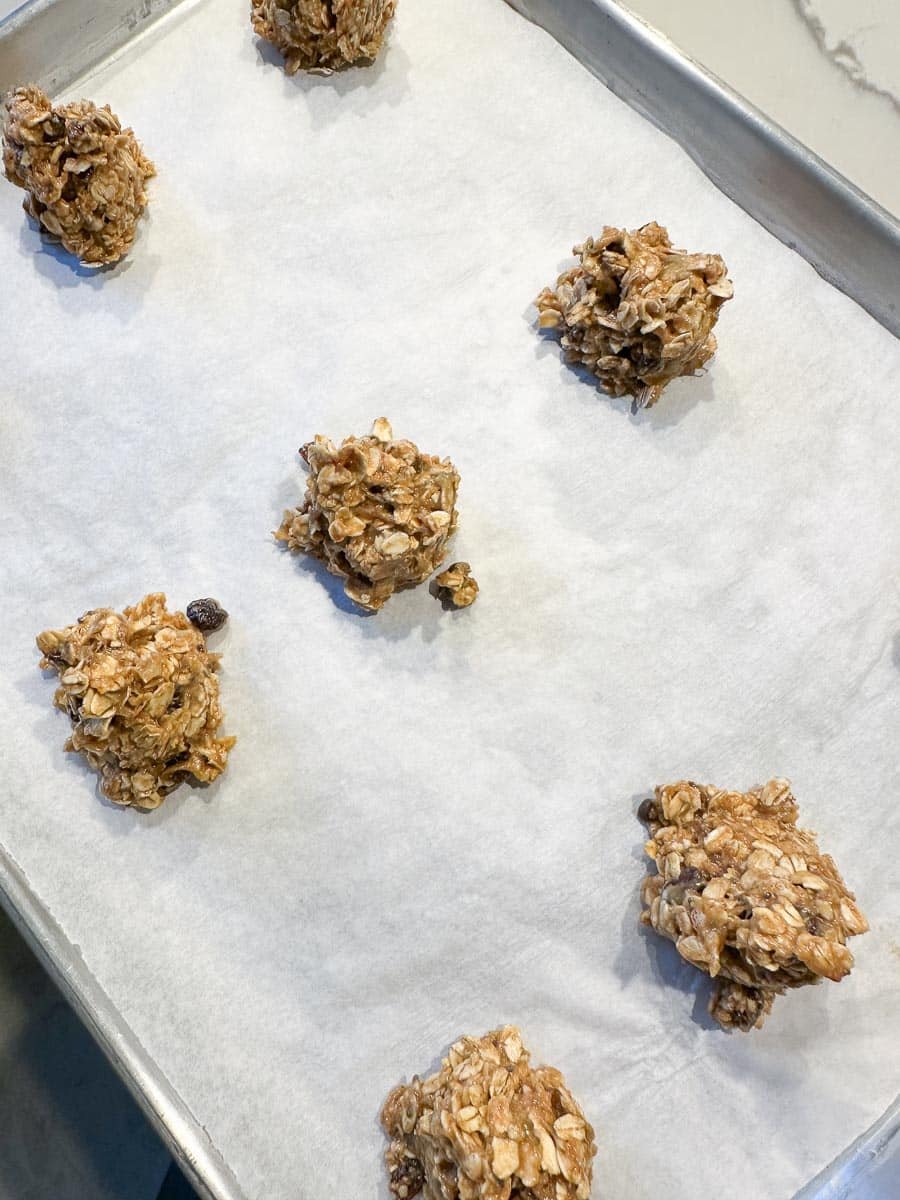 cookies on pan, raw.